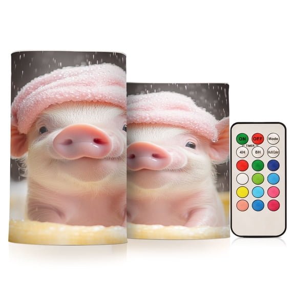 BZSMCE Flameless Candles LED Lights Cute Pig Showering Creativity Battery Candles