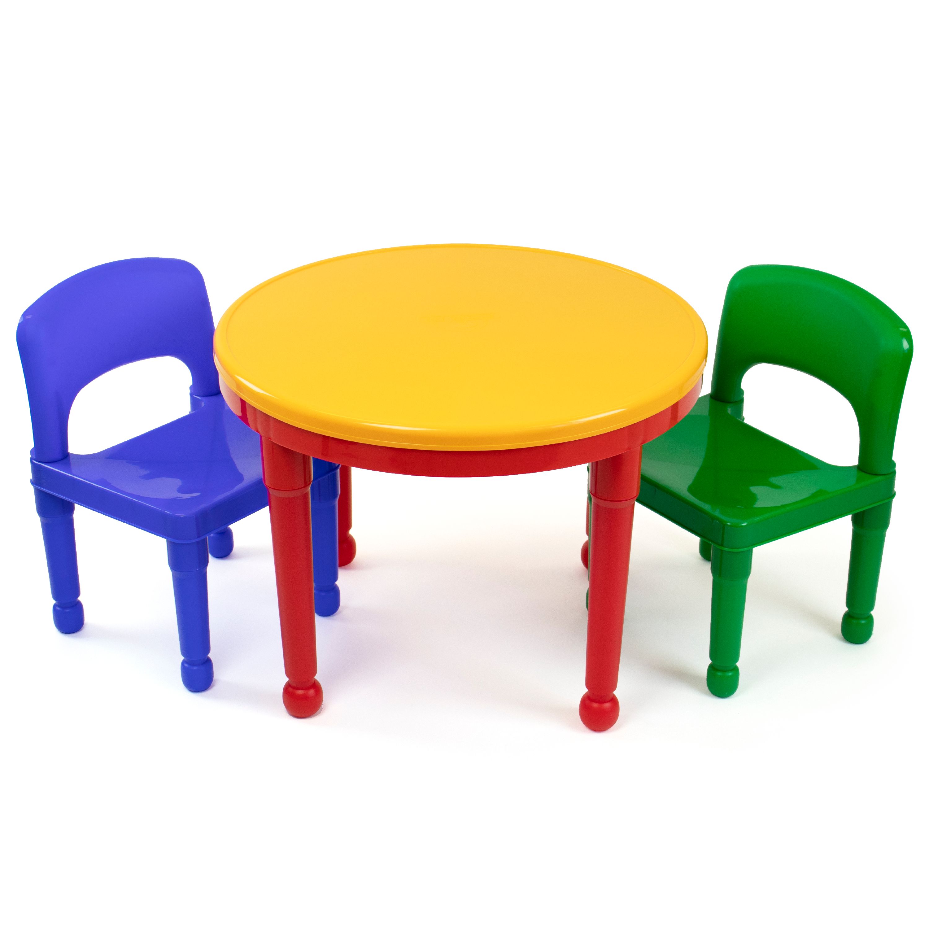 Humble Crew Kids 2-in-1 Plastic Dry Erase and Activity Table and 2 Chairs Set, Red, Green & Blue - image 3 of 8