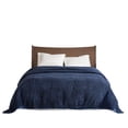 thumbnail image 3 of Woolrich Polyester Solid Berber Brushed Blanket w/ Crystal Velvet Binding - Navy, 3 of 7