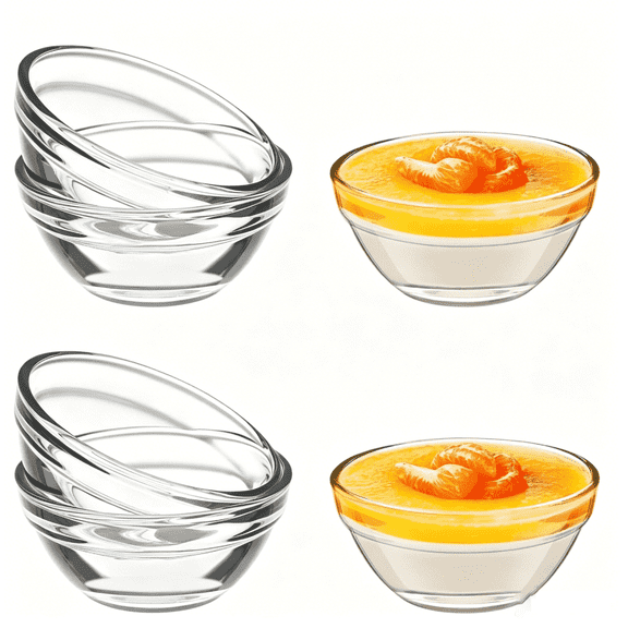 TWGRNF 6 Pack 2.4 Inch Small Clear Glass Bowls, Stackable Mini Serving Cups for Dessert Sauce Condiment Snack Prep