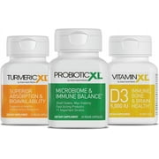TrioXL - 3 Powerful Supplements That Promote a Strong Immune System, Includes TumericXL, VitaminXL D3 & ProbioticXL, Gluten-Free Immune Booster, 3-30 Count
