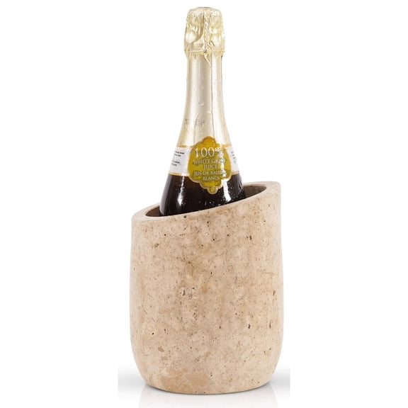 Radicaln Marble Wine Chiller 7 Inch Travertine Wine Cooler for Tabletop, Stone Wine Chillers for Champagne & White Wine, Elegant Bottle Holder for Parties, Housewarming Gift for Wine Lovers