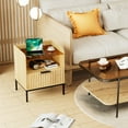 thumbnail image 2 of Glavbiku Mid Century Modern Nightstand with Charging Station, Glass Top 1 Drawer Natural End Table for Bedroom, Living Room, 2 of 14