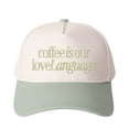 thumbnail image 6 of Coffee is Our LoveLanguage Letter Embroidered Color Block Trucker Hat Unisex Adjustable Cotton Breathable Fashion Cap for Travel Daily Wear, 6 of 11