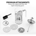 thumbnail image 2 of OVENTE French Press Coffee Maker 34 Ounce with Heat Resistant Borosilicate Glass, Stainless Steel Design and 4-Level Filter System, Portable Cold Brewer Pot for Travel, Camping or Gift, Silver FSD34P, 2 of 9