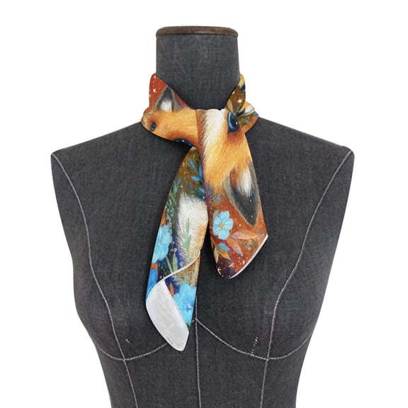 Square Scarf 24x24 Inch Lovely Little Fox Silky Satin Sun Protection Neck Scarf for Women Multi-Purpose Head Wrap Bandana for Hair Bag Decoration