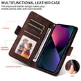 thumbnail image 4 of Designed for iPhone 16e Case Wallet, Flip Folio Cover with Embossed PU Leather Stand Credit Card Holders Slots Wrist Strap Full Body Protection Phone Case for iPhone 16e - Coffee, 4 of 10