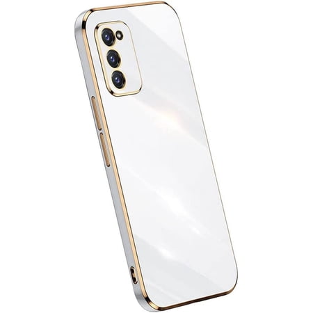 Compatible with Galaxy S20 FE Case Cover Cute Full Camera Lens Protection & Electroplate Shockproof Edge Bumper Soft TPU Protective Phone Cases for Samsung Galaxy S20 FE 5G 6.5 2021-White