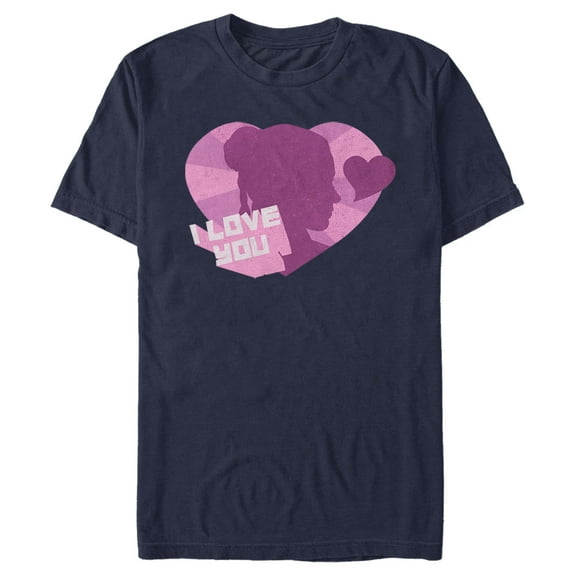 Men's Star Wars Princess Leia I Love You Heart Graphic Tee Navy Blue Small