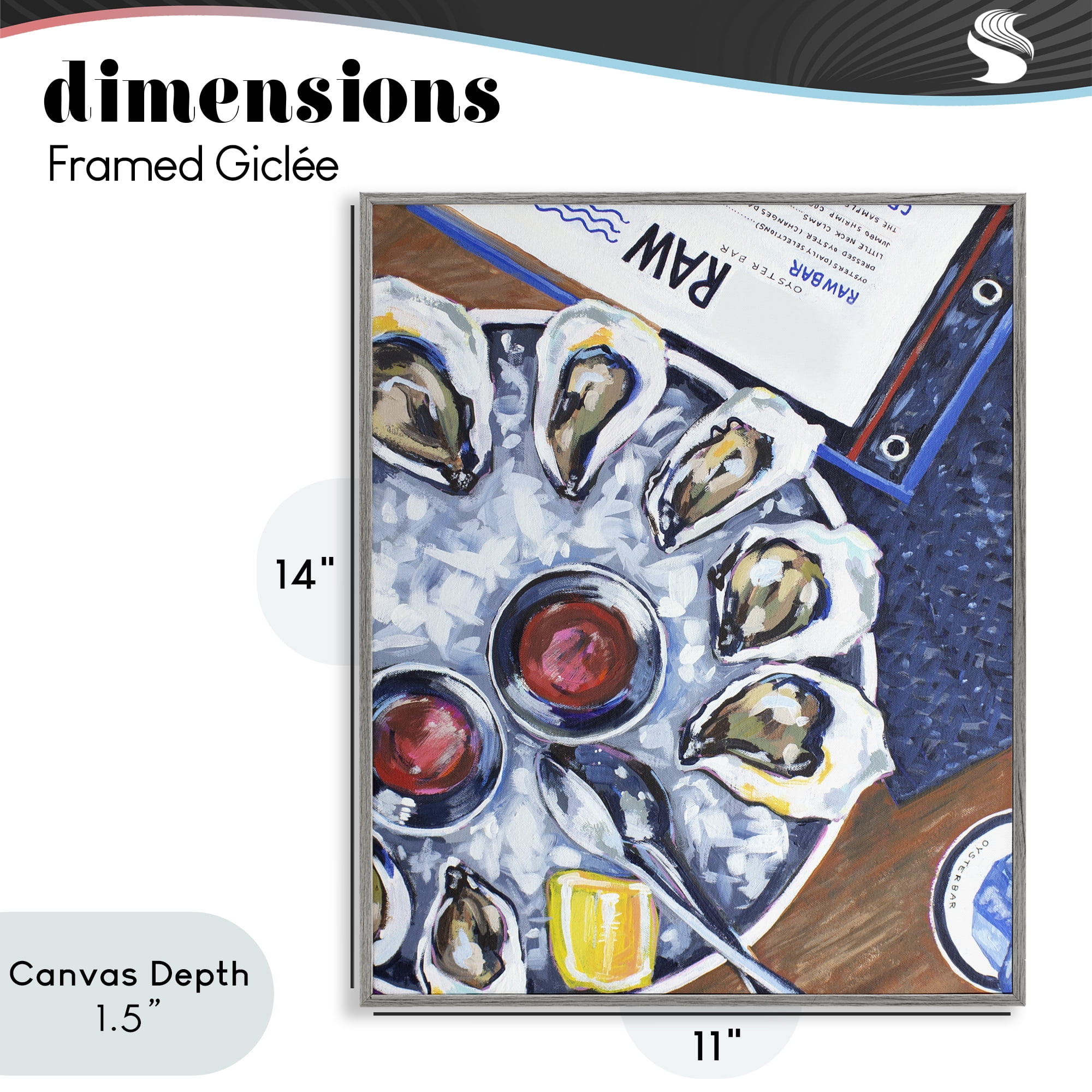Stupell Industries Oysters on Ice Gray Framed Giclee Art, design by Rachel Nerney