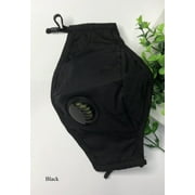 Reusable and Washable Black Cotton Face Mask with a Breathing Valvs and Filter Pocket