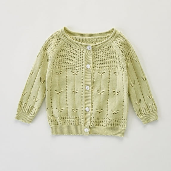 Kids Baby Infant Toddler Little Girl Thin Sweater Solid Cardigans for Toddler 0-4 Years,Green,9-12 Months