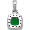 thumbnail image 3 of 14K White Gold Diamond And .20 Emerald Square Halo Pendant Made In India pm5248-em-010-wa, 3 of 5