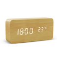 thumbnail image 1 of Reloj despertador Digital LED de madera alimentado por USB/AAA, reloj de mesa con temperatura, humedad, Control de voz, Snooze, relojes electrónicos de escritorio, 1 of 4