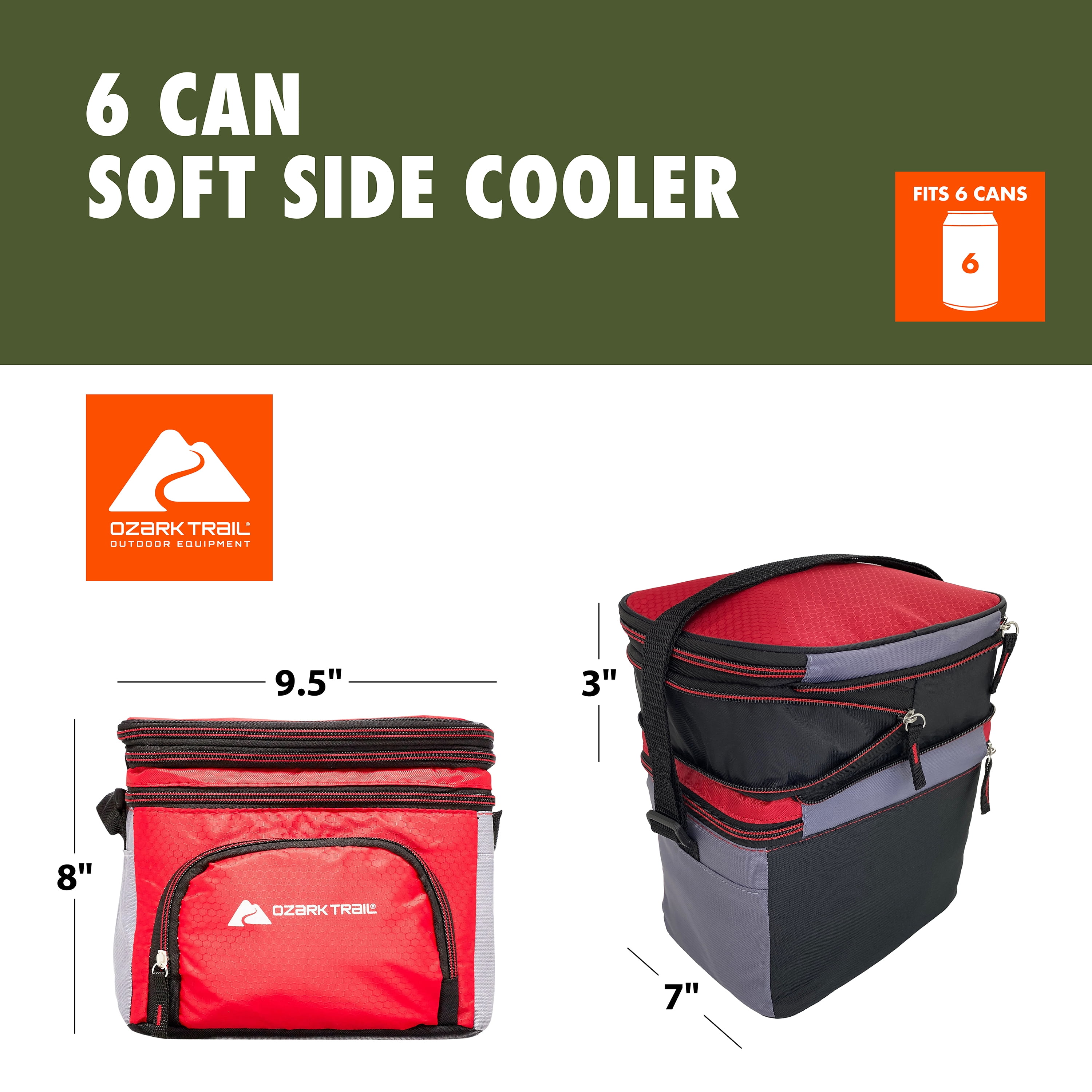 Ozark Trail OT-6000-50-6 Cooler 6 Can Soft-Sided Red