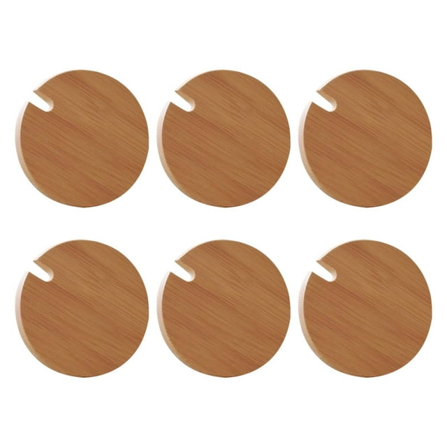 6pcs Natural Bamboo Mug Lid Wood Cup Lid Drink Cup Lid Coffee Ceramic Mug Cover