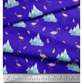 thumbnail image 1 of Soimoi Blue Moss Georgette Fabric Feather & Flamingo Bird Decor Fabric Printed Yard 44 Inch Wide, 1 of 3