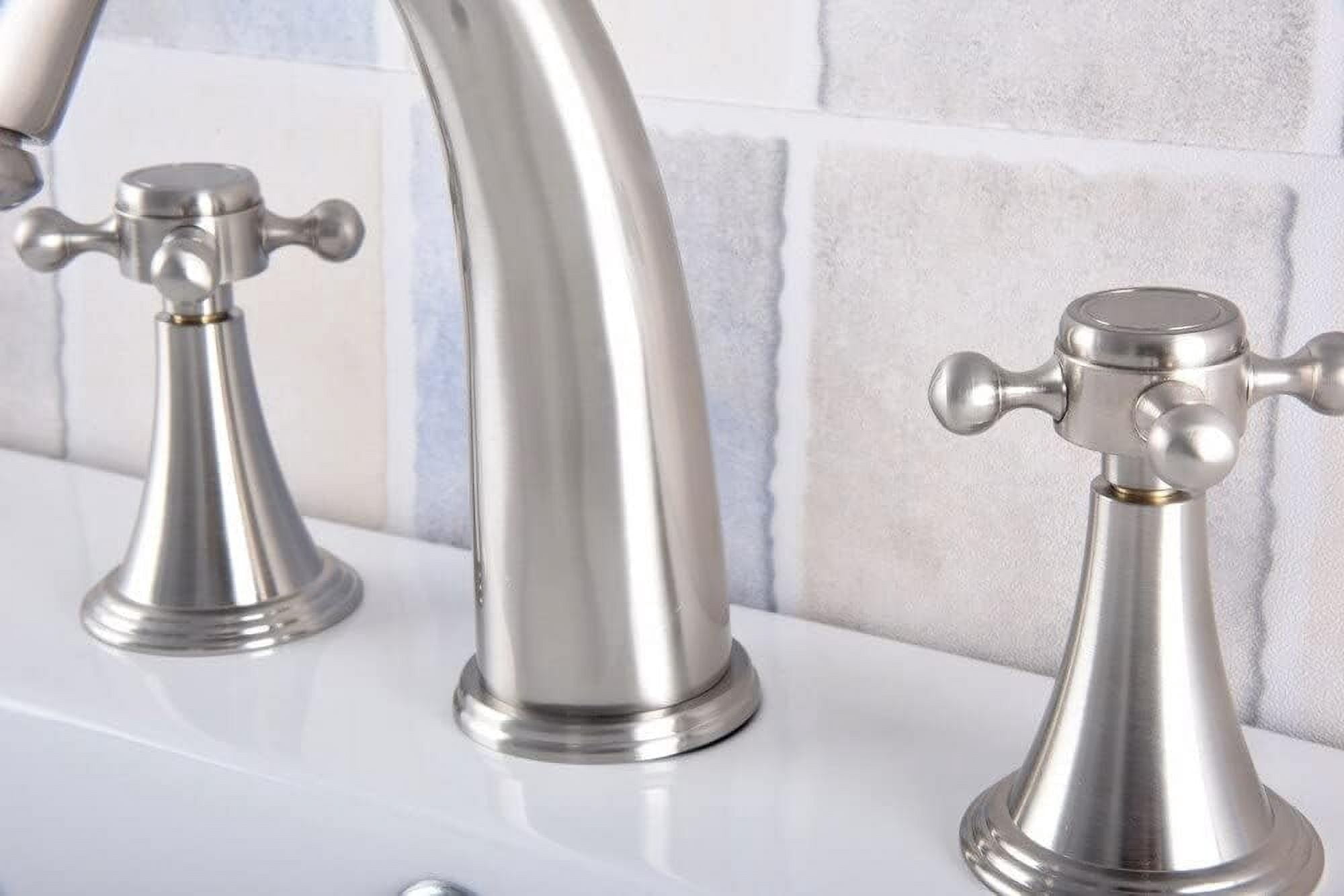 Bathroom Sink Faucet, Brushed Nickel Bathroom Faucet Double Handle Bathroom Basin Faucet 3 Hole Deck Mount Vanity Sink Mixer Tap