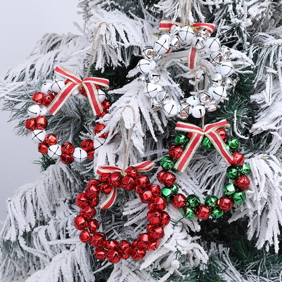 Jingle Bell Wreath Ornaments Small 8 Inch Christmas Crisp Sound Bells Wreath Holiday Crafts for Christmas Tree Party Decoration