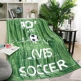 thumbnail image 2 of Soccer Blanket Gifts for Boys Girls Soccer Lovers, Green Soccer Throw Blanket Super Soft Travel Bed Sofa Blankets for Sport Fans Kids Adults Player Coach, 50 × 60 inch, 2 of 6