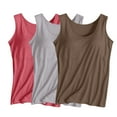 thumbnail image 3 of Wdfiry 3PC Women's Tank Top with Built in Bra Sleeveless Wide Shoulder Strap Camisoles Basic Cami Tanks Summer Padded Bra Undershirt for Workout Sleeping Traveling, 3 of 3