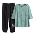 thumbnail image 1 of JHLZHS Robe Jaune Femmes Coton Lin Costume Mode Confortable Manches Courtes et Pantalon Long Couleur Unie Haut Pantalon Femmes Robes Robes Cocktail pour Femmes 2024, 1 of 4
