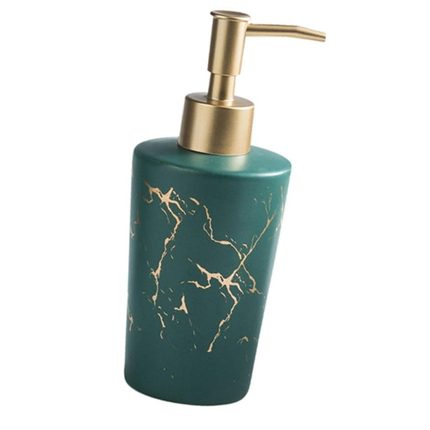 Dispensador de jabón con bomba y diseño de mármol, 250 ml, reutilizable, rellenable, para loción. Verde