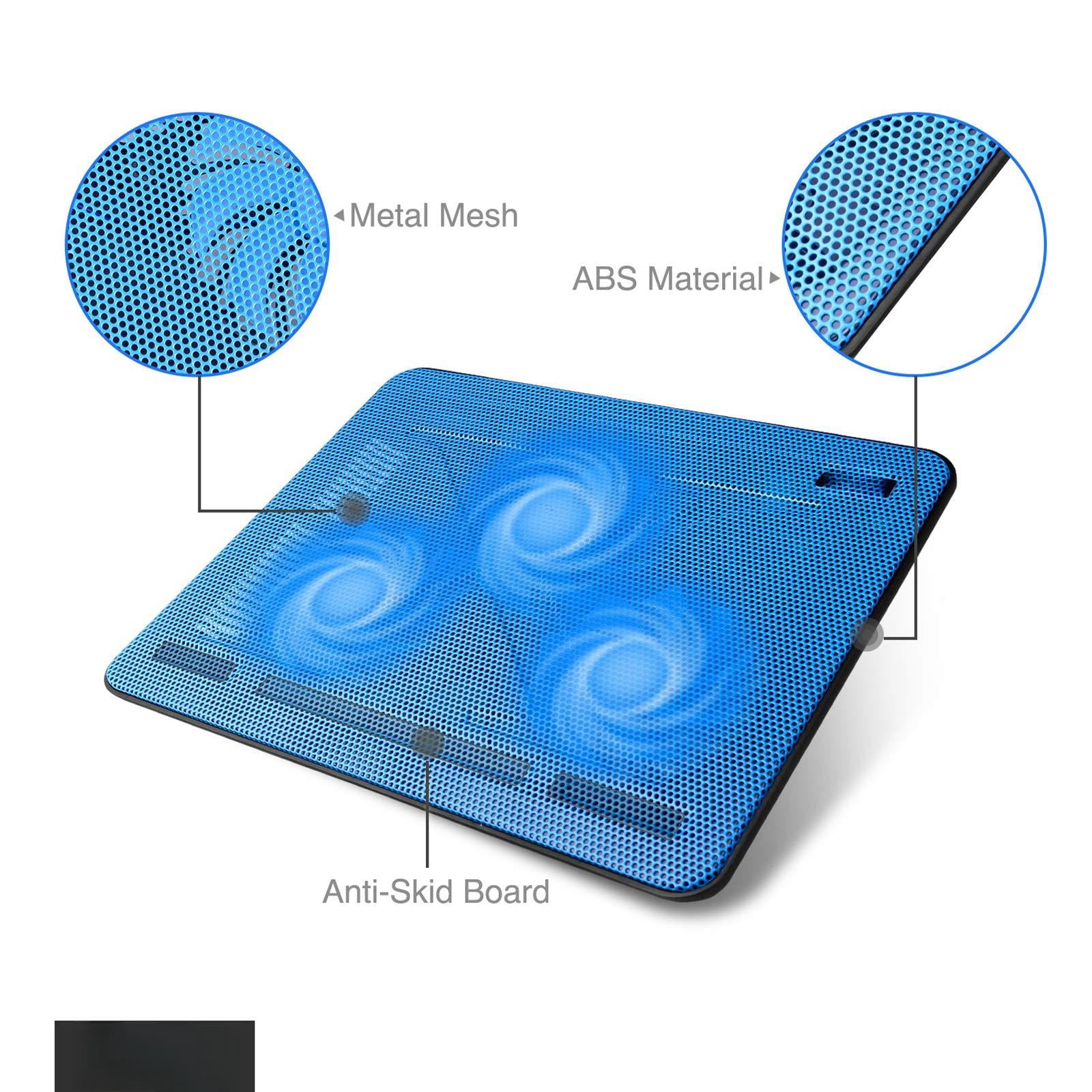 Hv-f2056 15.6-17 Inch Laptop Cooler Pad - Slim Portable Usb (3 Fans) (blue)
