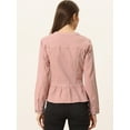 thumbnail image 4 of DARING DIVA Women's Button Down Cropped Ruffle Hem Denim Jacket XS Dusty Pink, 4 of 6