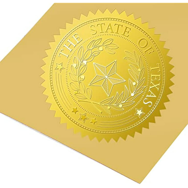 100pcs Star Theme Embossed Gold Foil Seals 2Inch Self Adhesive Embossed Stickers Decoration for Envelopes Diplomas