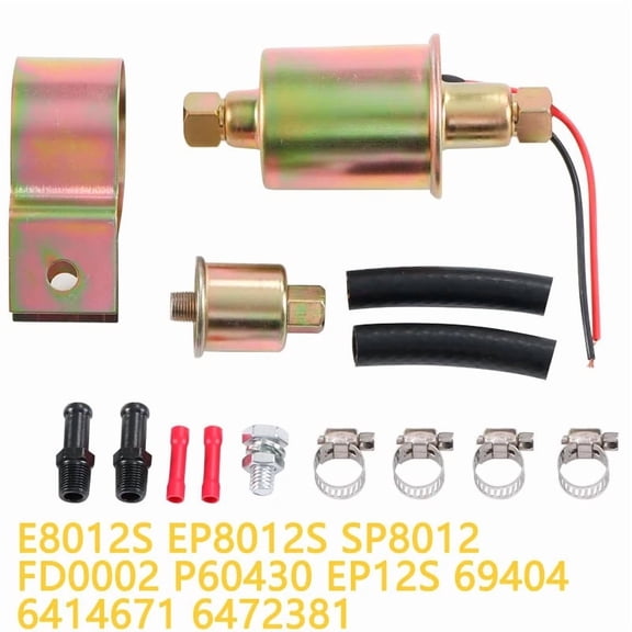 E8012S 12V Electric Fuel Pump 5-9 PSI 30GPH Inline Fuel Pump for All 12 Volt Cars, Trucks, Boats & Generators Replace EP12S, FD0002, P60430, 6414671