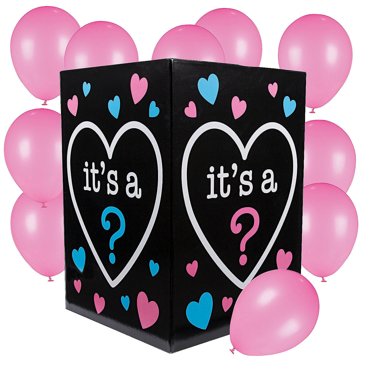 Pink Gender Reveal Box & Balloons Set, Party Decor, Baby, 26 Pieces