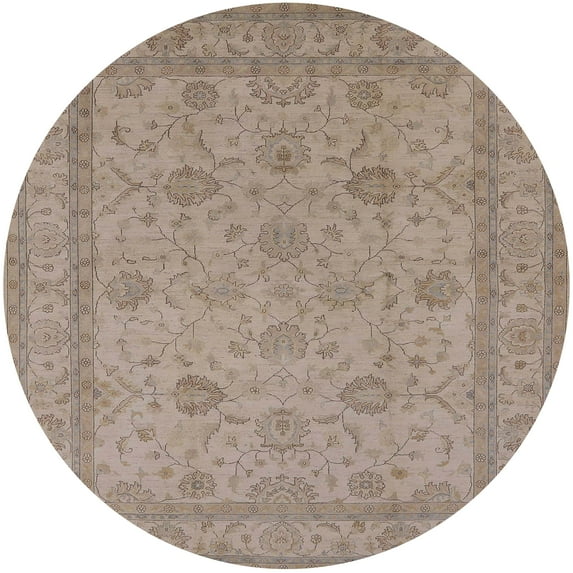 Ahgly Company Indoor Round Mid-Century Modern Dark Almond Brown Oriental Area Rugs, 4' Round