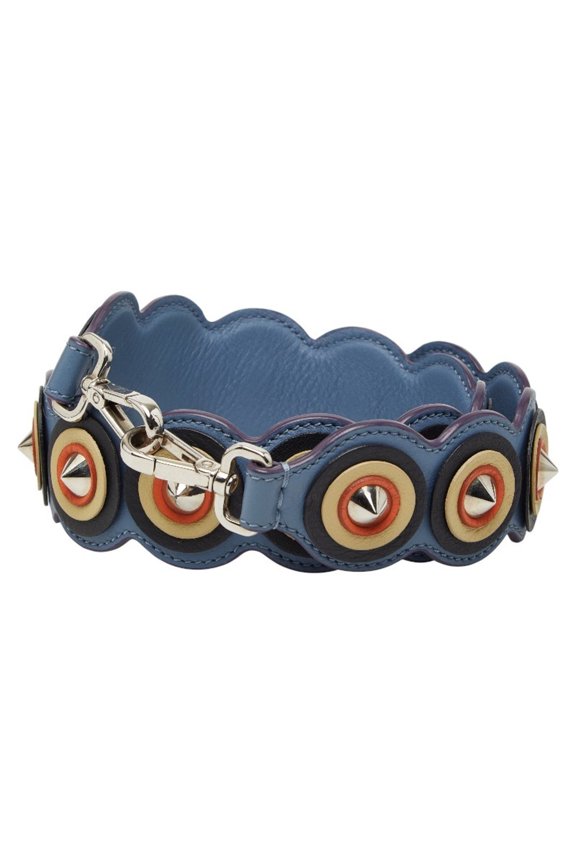 Pre-Owned Fendi Strap You Studded Shoulder in Light Blue and Multicolored Leather for Women