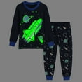 thumbnail image 2 of FEDPOP Toddler Boys Glow in the Dark Pajamas Space Graphic Sleepwear Kids Cotton Pjs 3T, 2 of 8