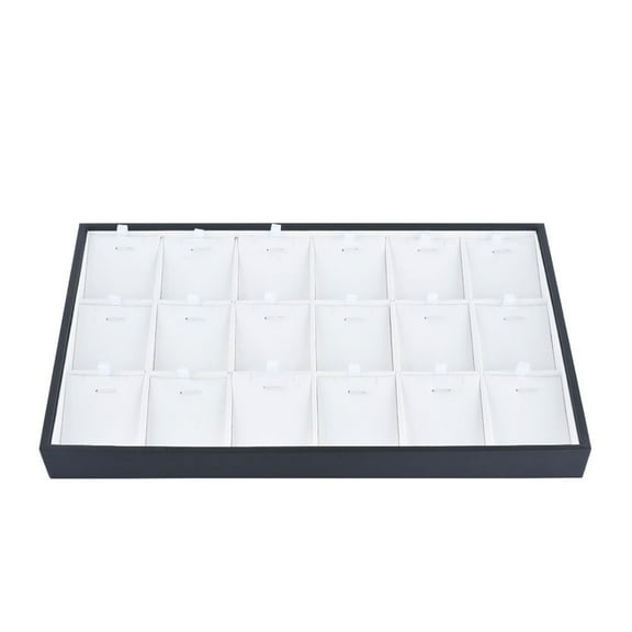 Rectangle PU Leather 18-Grid Pendant Storage Display Tray. Jewelry Organizer with Dividers for Adult Unisex.
