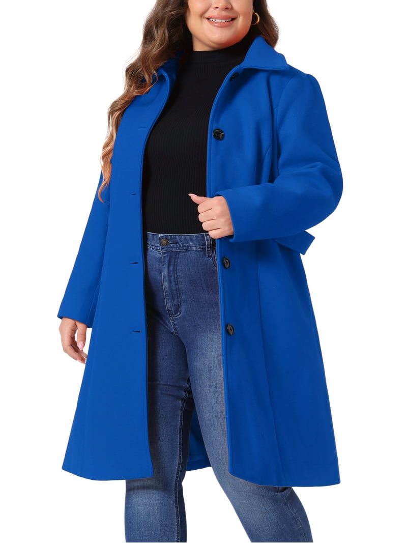 ジャケット・アウター  blue version 83-C trench coat GRACE & GRANDEUR Women's Plus Size Winter Coats Single Breasted