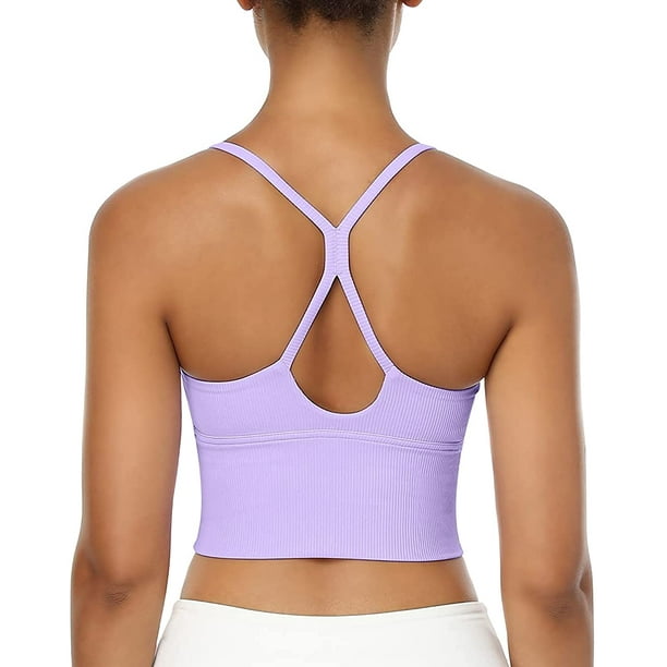 Sports Bras Women Yoga Bra, Longline Removable Bra Tank Top, Workout  Fitness Gym Camisole Yoga Running Shirts 