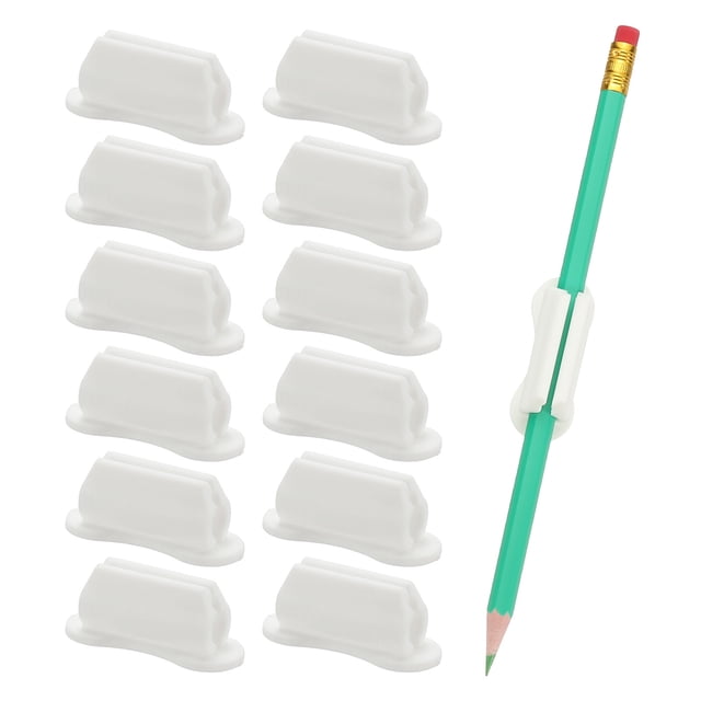 Uxcell 12 Pcs Soportes de Lápiz Adhesivos para Escritorio, Clip Universal de Lápiz Soporte de Bolígrafo de Silicona Organizador de Bolígrafo para Pared Clipboard Suministros para Maestros, Blanco