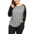 thumbnail image 3 of CamiseRaglán Con Estampado De Leopardo Cuello Redondo PaMujer Negro XXL, 3 of 5