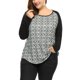thumbnail image 3 of CamiseRaglán Con Estampado De Leopardo Cuello Redondo PaMujer Negro XXL, 3 of 5