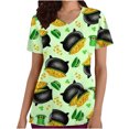 thumbnail image 1 of LSLJS St. Patrick's Day Haut d'Infirmière à Manches Courtes Imprimé avec Poche et Col en V pour Femmes, Blouses Médicales pour Femmes, 1 of 3