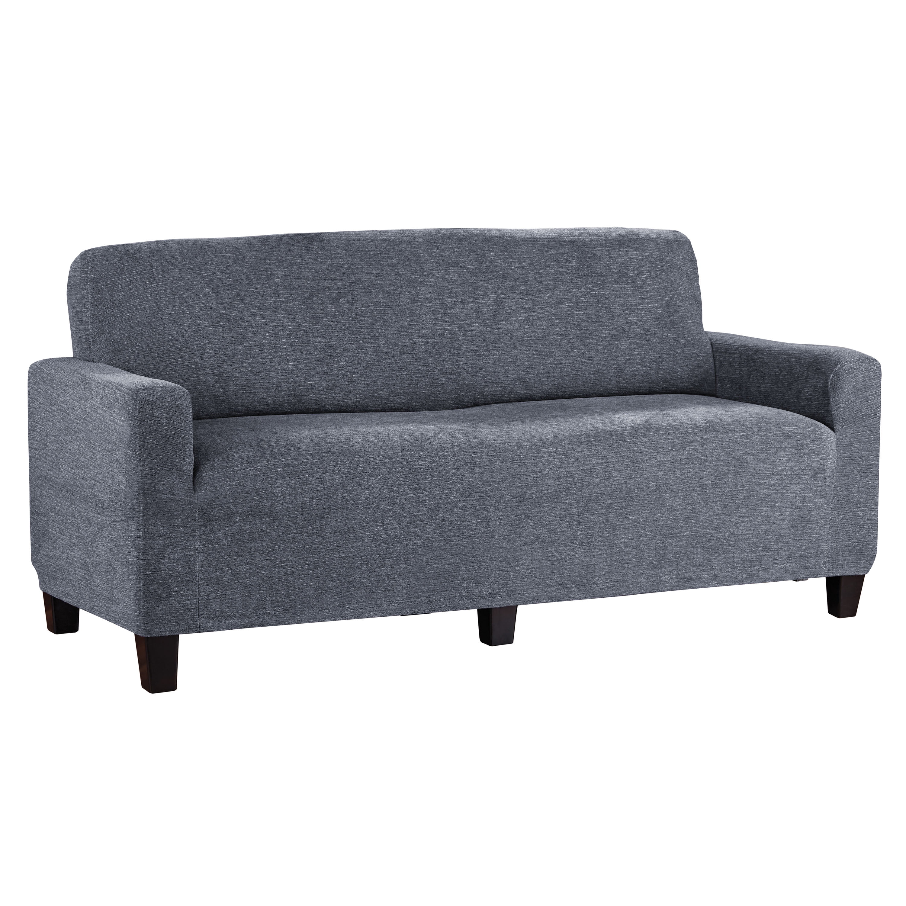 (2 pack) Mainstays Chenille Stretch-to-Fit Loveseat Fabric Slipcover,  for 2 People, 1-Piece, Blue
