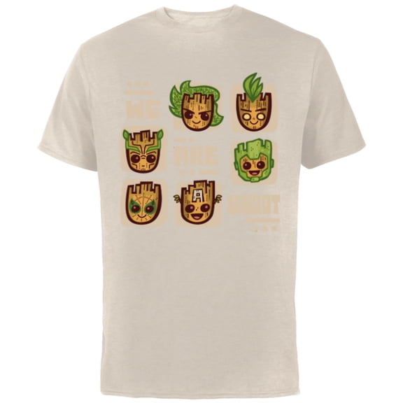 Marvel 85th Anniversary We Are Groot Super Hero Impressions - Short Sleeve Cotton T-Shirt for Adults - Customized-Natural