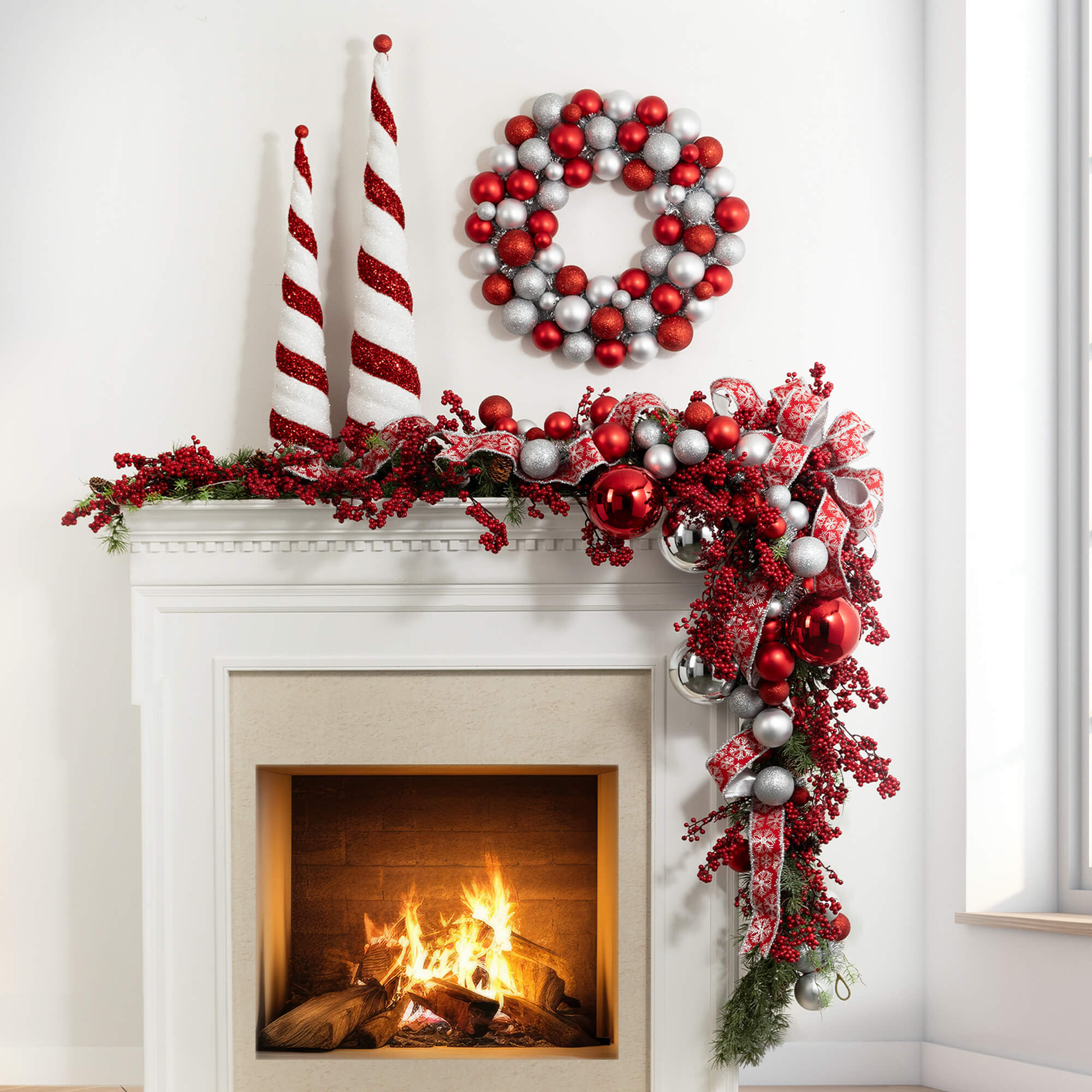 72"L Sullivans Artificial Soft Touch Dusted Pine Christmas Garland, Green