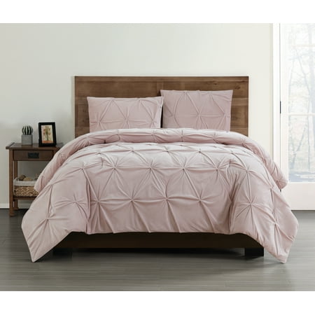 Truly Soft Everyday Pleated Velvet Comforter Sets Blush King
