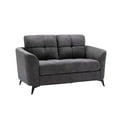 thumbnail image 3 of Odin 60 Inch Modern Loveseat with Tufted Cushions, Metal Frame, Gray Velvet- Saltoro Sherpi, 3 of 5