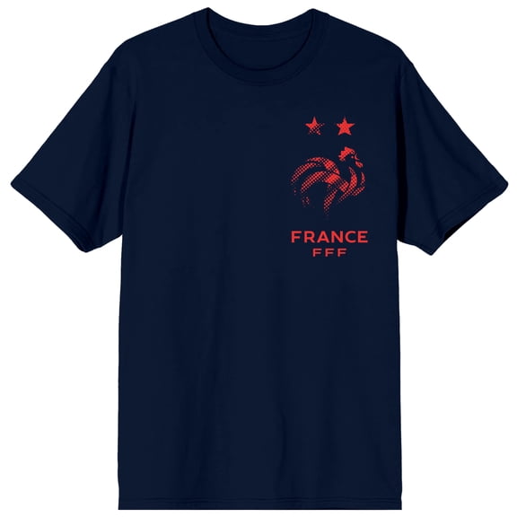 France Soccer Federation Vibrez Blues Adult Navy Crew Neck Short Sleeve T-shirt-Large
