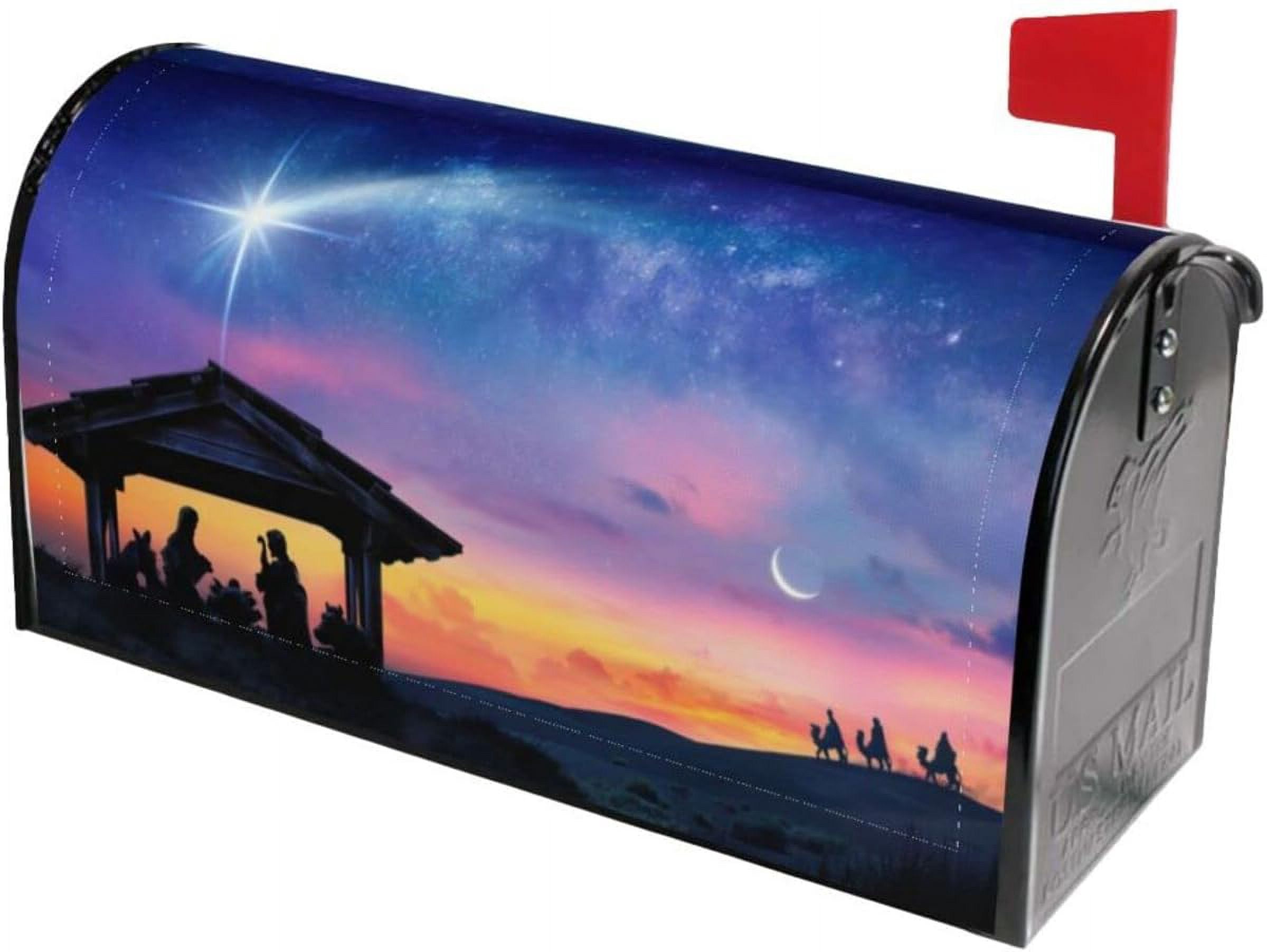 Nativity Scene Christmas Mailbox Magnetic Post Mailbox Cover Garden Decor Outdoor Large 25.5" X 21"