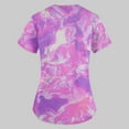 thumbnail image 6 of EHTMSAK Clearance Women Scrubs Tops with Pocket Floral Short Sleeve Nurse Uniform V Neck Tunic Pockets T Shirt Blouse Purple 4X, 6 of 6